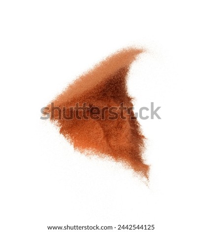 Orange Sand Storm desert with wind blow spin swirl around. Brick orange sand tornado storm with high wind. Fine Sand circle around, White background Isolated throwing particle element object