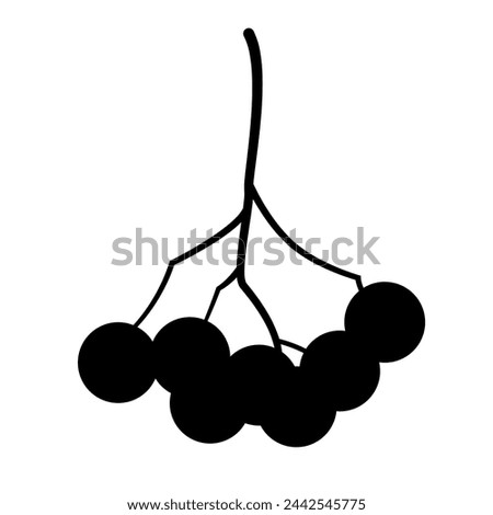 A large rowan berry in the center. Isolated black symbol