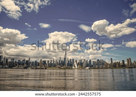 metropolitan city. new york downtown. manhattan skyline. new york city. skyscraper building of nyc. ny urban city architecture. midtown manhattan and hudson river. panoramic cityscape