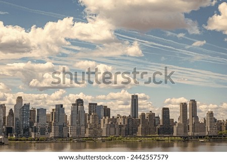manhattan skyline. new york city. skyscraper building of nyc. ny urban city architecture. midtown manhattan and hudson river. metropolitan city. new york downtown. cityscape skyline