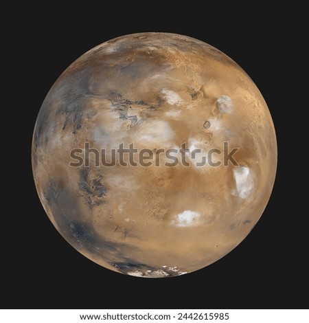 Mars orbiting in outer space Royalty-Free Stock Photo #2442615985