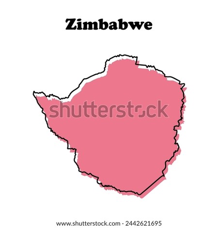 Stylized simple red outline map of Zimbabwe