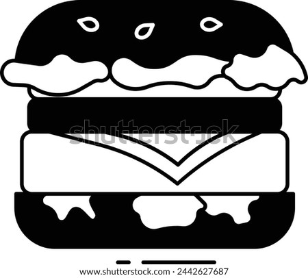 mexican burger glyph and line vector illustration