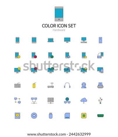 Set of simple color icons in vector