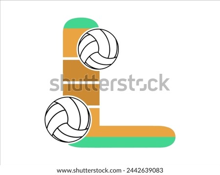 Alphabet Letter L with Volleyball Illustration
