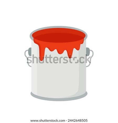 Vector picture of cartoon red paint can isolated on white background.