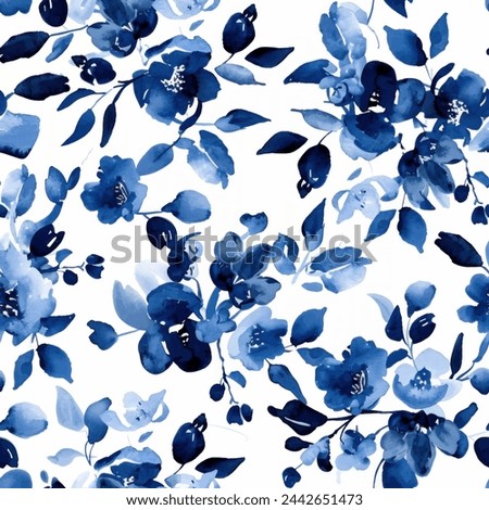 Sweet blue flower watercolor seamless pattern.soft pastel colors water color seamless pattern for beauty products or other.