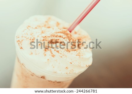 Retro Photo Of Frappe Iced Coffee Drink