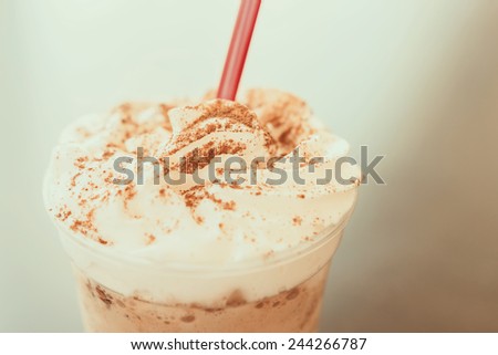 Retro Photo Of Frappe Iced Coffee Drink