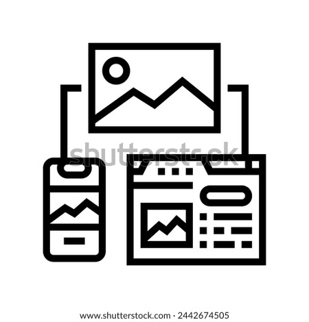 responsive images seo line icon vector. responsive images seo sign. isolated contour symbol black illustration