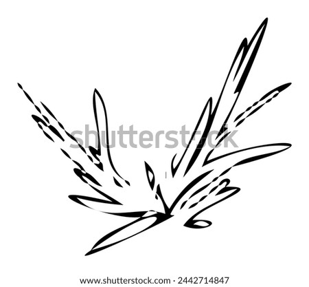 Clip art of weeds monochrome line drawing