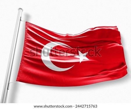 Beyaz arkaplanda dalgalı Türk - Türkiye Bayrağı 