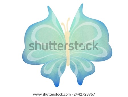 Watercolor Butterfly illustration isolated on white background. blue, turquoise clip art element for Baby shower design, Party invitation, Spring or summer decoration