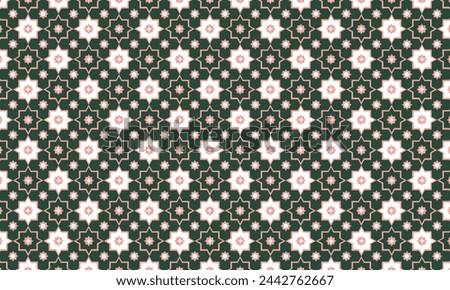 Seamless Arabic Pattern Background Geometric Green and Pink