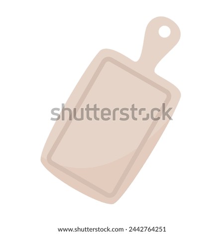 Kitchen cutting board isolated vector graphic. Wooden die for cutting food, kitchen tools clip art, flat style