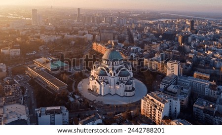 View of Saint Sava, orthodox church in Belgrade, Serbia. Royalty-Free Stock Photo #2442788201
