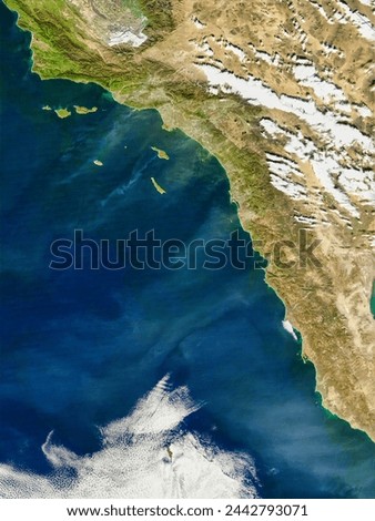 Santa Ana Wind Event Over California. . Elements of this image furnished by NASA.