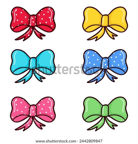 Hand drawn color doodle bow with ribbon clip art