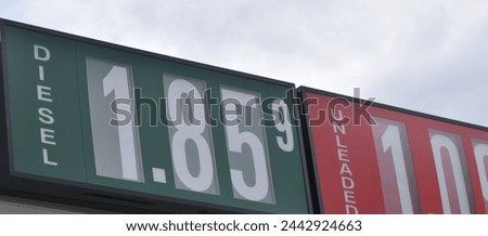 Numbers on a gasoline price sign