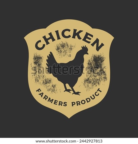 Hand drawing of Chicken in retro engraving style. Chicken in graphic vintage style. Vector logo template.
