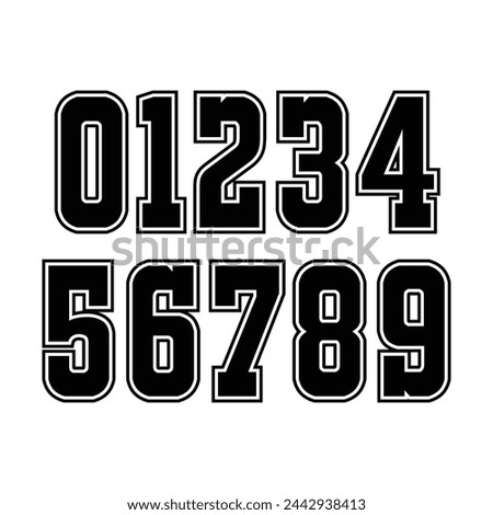 Sports Jersey Numbers Set vector.	