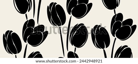 Vector seamless background. Minimalistic abstract floral pattern. Modern print in black color on a light background. Ideal for textile design, screensavers, covers, cards, invitations and posters.