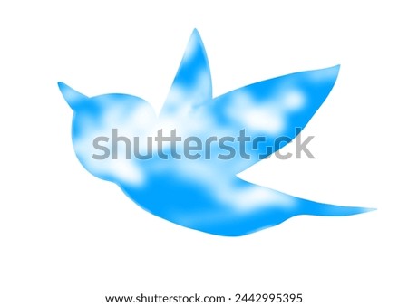 Clip art of happy blue bird and blue sky