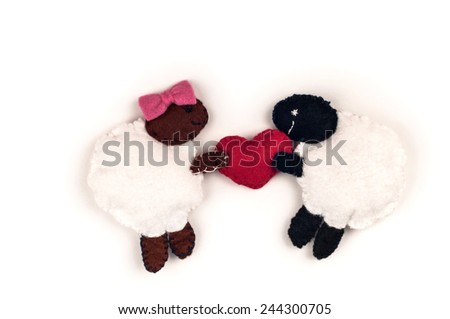 Male and female sheep in love.