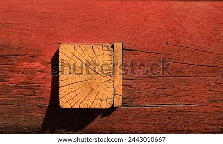 Joinery joints or Blind Mortise and Tenon joints on ancient wood, Joint parts of some wooden construction, Detail view of wood joint. Royalty-Free Stock Photo #2443010667