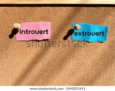 Introvert extrovert on notepaper background. Stock photo.