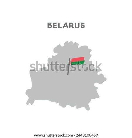 Belarus vector map with the flag inside. Map of the Belarus with the national flag isolated on white background. Vector illustration. Map have mark the capital city of Belarus.