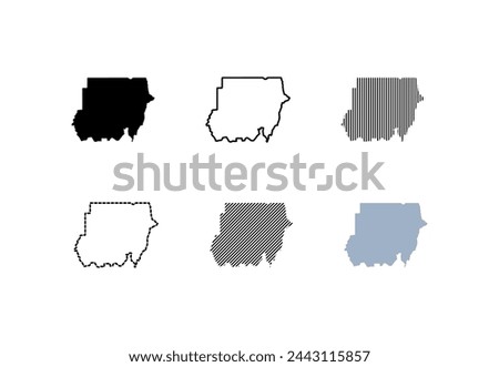 Outline map of the Sudan. Map of the Sudan. Linear style. Vector icons