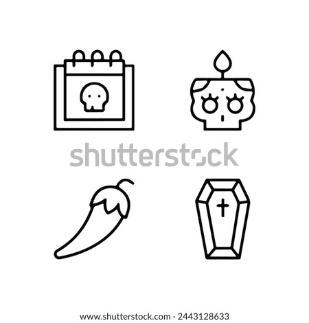 Mexican line icon set. Included the icons as maracas, nachos, taco, lucha libre, mask, pinata and more.