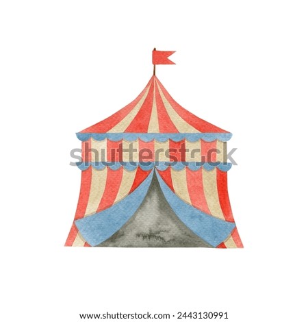Watercolor illustration circus tent vintage style.