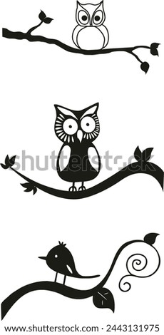 owl sitting on tree branch silhouette images
