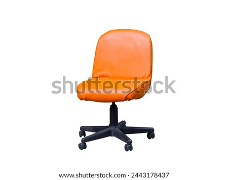 Orange brown Leather Swivel Chair isolated on white background with Clipping Path