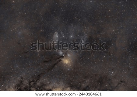 The Rho Ophiuchi cloud complex with Scorpio constellation and many dark nebulae.