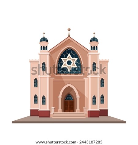 Synagogue building. isolated vector illustration suitable for maps, prints, infographics, greeting cards and posters. A beautiful historical Jewish building on a white background. Clip-art.