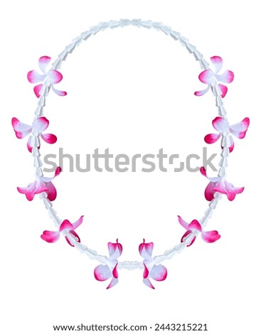 Whtie and purple flower garland isolated on white background with clipping path Royalty-Free Stock Photo #2443215221