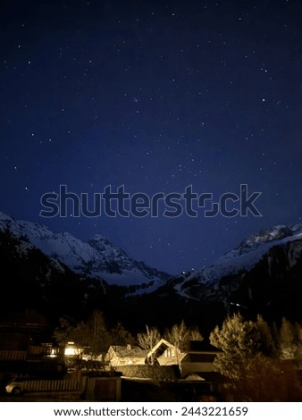 The mountains in the French Alps at night