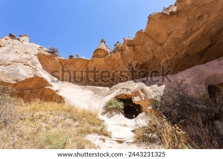 Zelve Open Air Museum in Cappadocia. Landmarks and historical places of Turkey Royalty-Free Stock Photo #2443231325