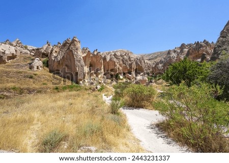 Zelve Open Air Museum in Cappadocia. Landmarks and historical places of Turkey Royalty-Free Stock Photo #2443231337
