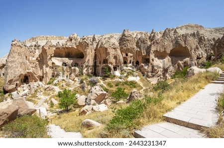 Zelve Open Air Museum in Cappadocia. Landmarks and historical places of Turkey Royalty-Free Stock Photo #2443231347