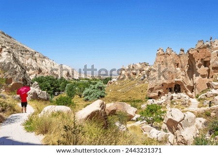 Zelve Open Air Museum in Cappadocia. Landmarks and historical places of Turkey Royalty-Free Stock Photo #2443231371