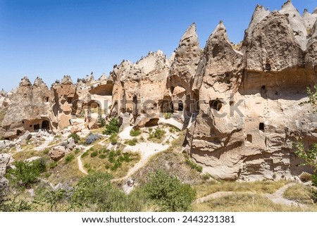 Zelve Open Air Museum in Cappadocia. Landmarks and historical places of Turkey Royalty-Free Stock Photo #2443231381