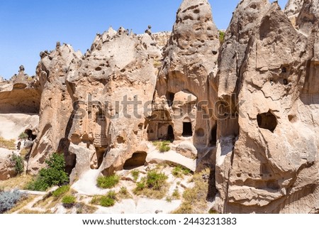 Zelve Open Air Museum in Cappadocia. Landmarks and historical places of Turkey Royalty-Free Stock Photo #2443231383