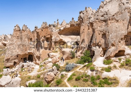 Zelve Open Air Museum in Cappadocia. Landmarks and historical places of Turkey Royalty-Free Stock Photo #2443231387