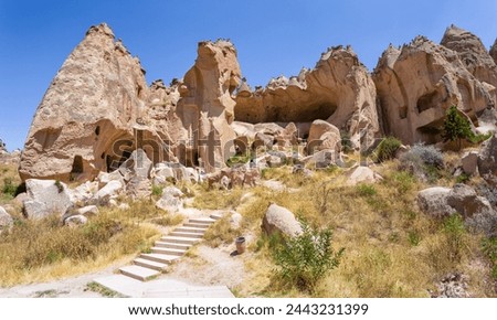 Zelve Open Air Museum in Cappadocia. Landmarks and historical places of Turkey Royalty-Free Stock Photo #2443231399