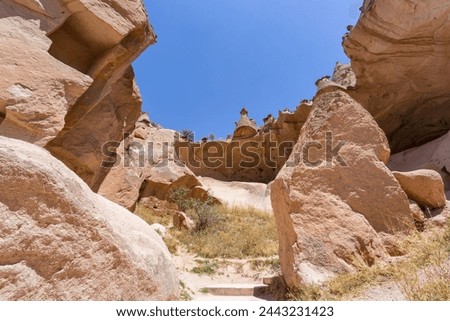 Zelve Open Air Museum in Cappadocia. Landmarks and historical places of Turkey Royalty-Free Stock Photo #2443231423