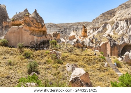 Zelve Open Air Museum in Cappadocia. Landmarks and historical places of Turkey Royalty-Free Stock Photo #2443231425